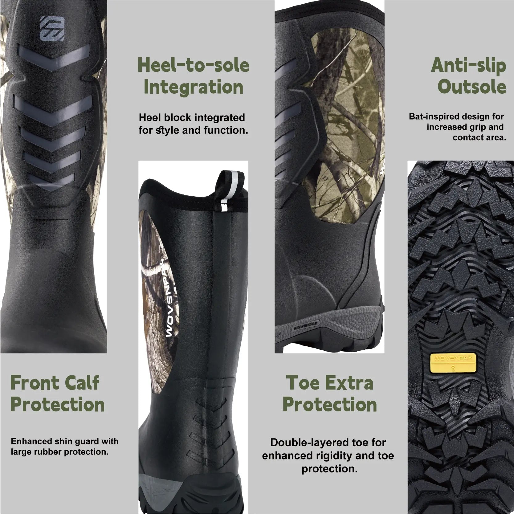 WOVENPAK Rubber Hunting Boots for Men - Wovenpak