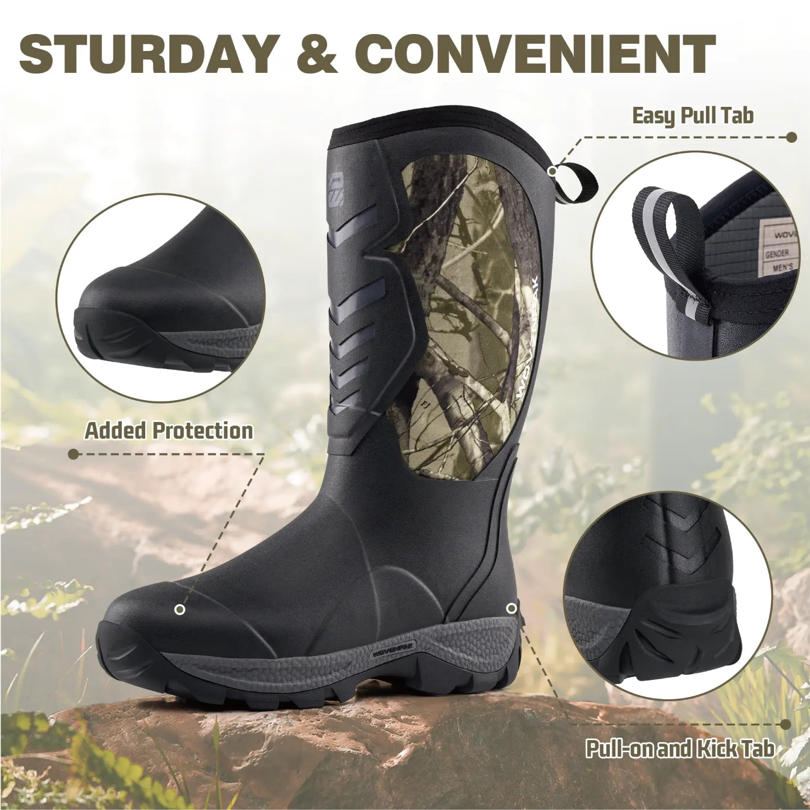 WOVENPAK Rubber Hunting Boots for Men - Wovenpak