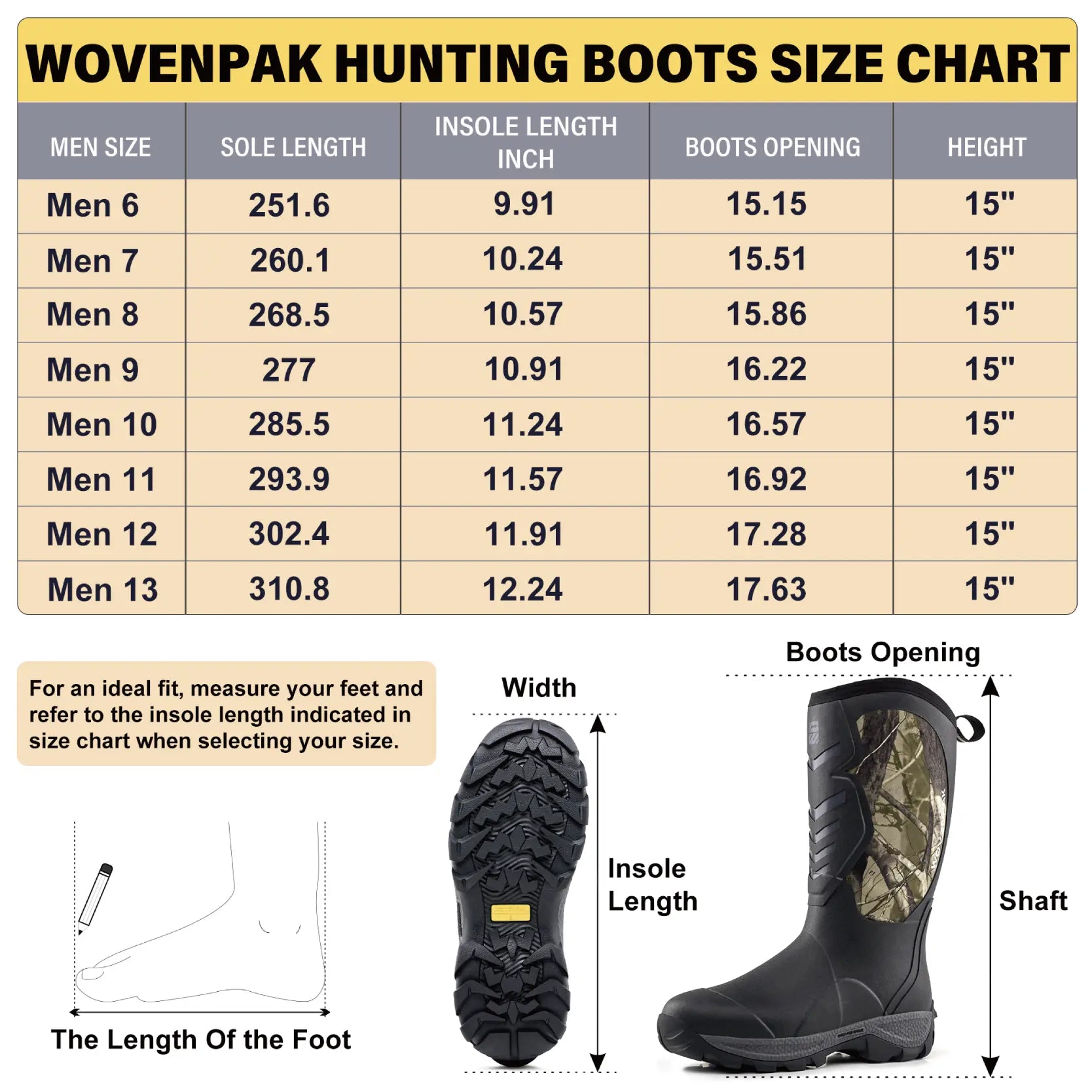 WOVENPAK Rubber Hunting Boots for Men - Wovenpak