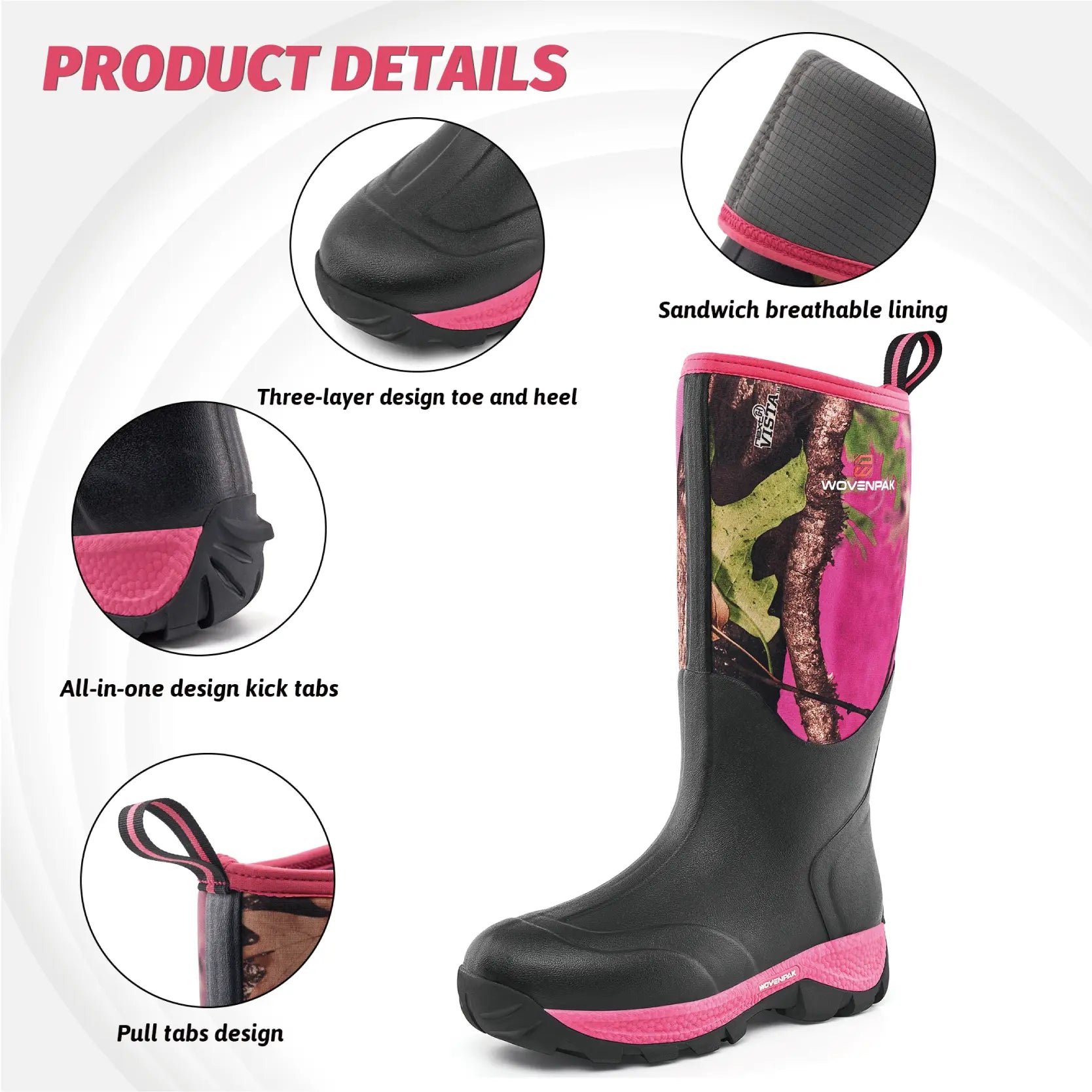 WOVENPAK Waterproof Rubber Boots for Women - Wovenpak