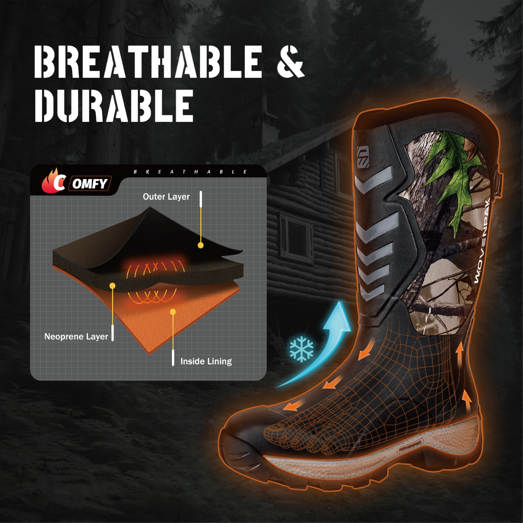 WOVENPAK Rubber Hunting Boots for Men Waterproof - Wovenpak